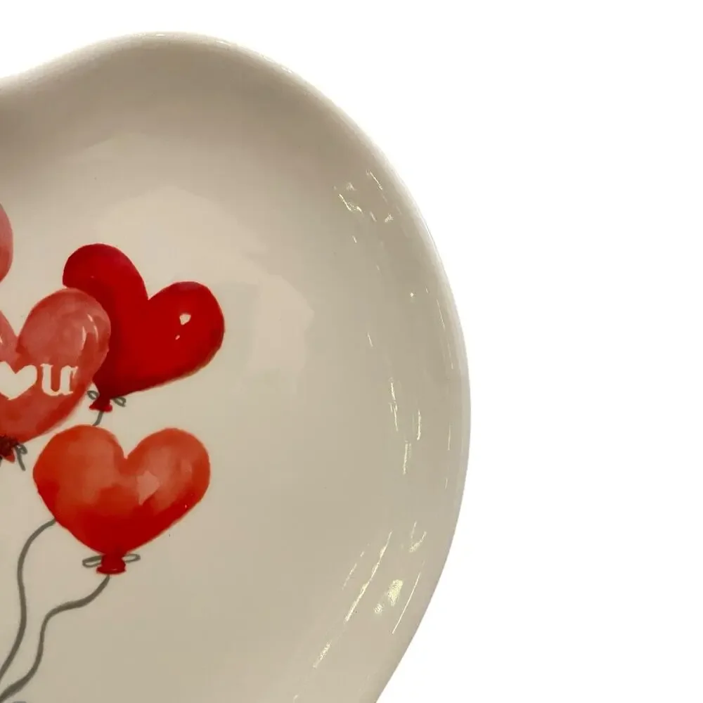 4pc Maxcera Valentine Heart Shaped Dinner Plates 10in Red Heart Balloons New